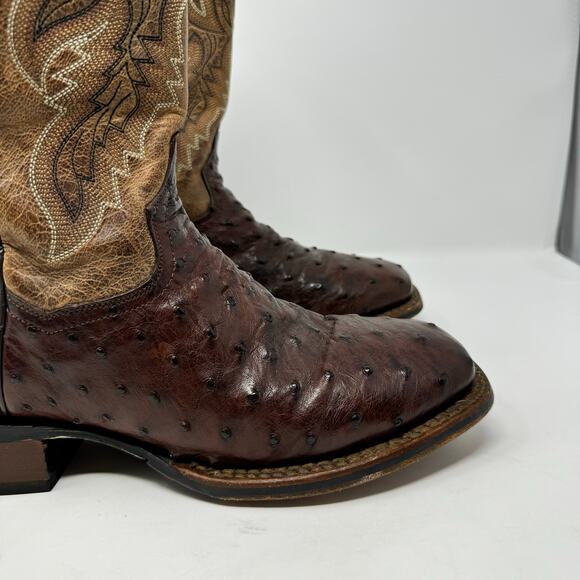 Dan Post Alamosa Full Quill Ostrich Cowboy Boots Brown Tan Size 9D DP3875 - Picture 6 of 15